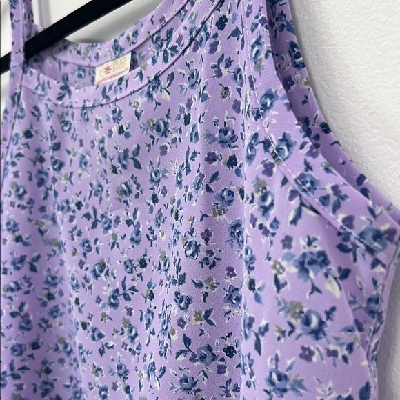 Vintage Lilac Floral Slip Dress Purple Flower Feminine Strap Petite Vacation - Picture 2 of 11